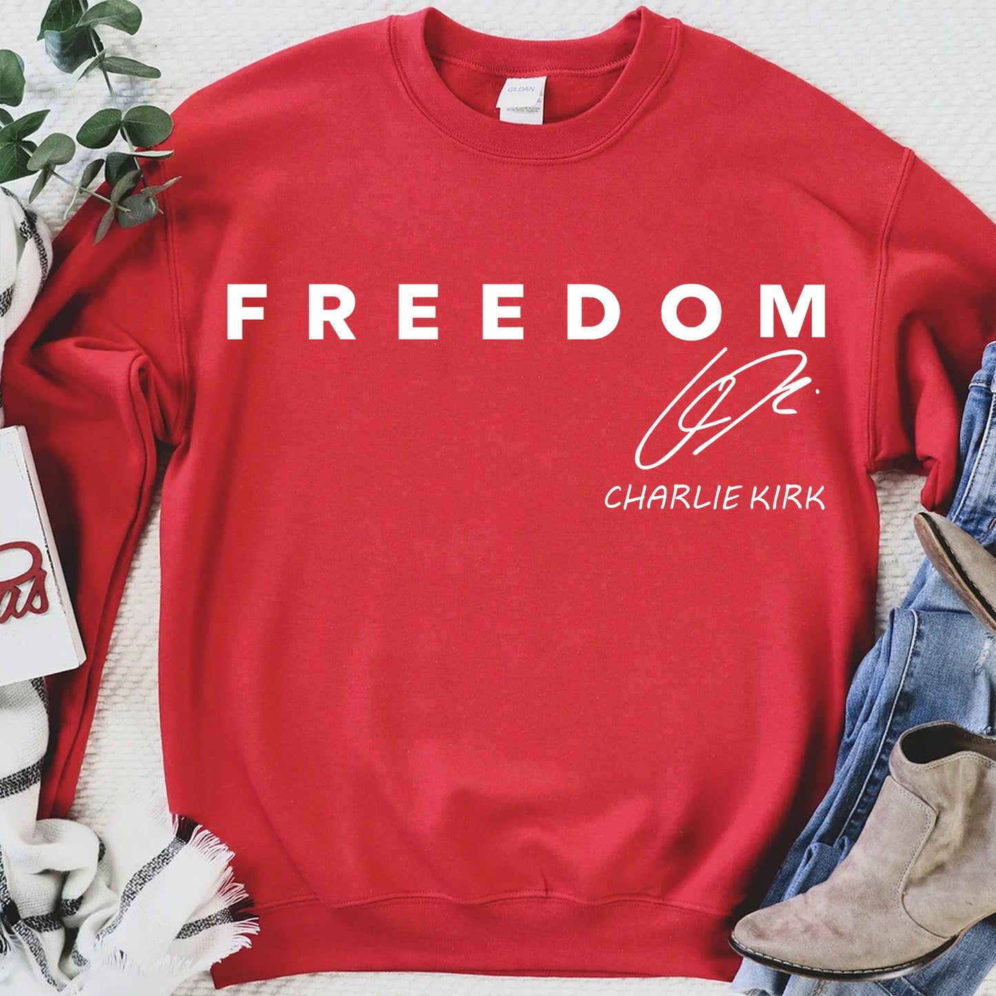 Red Freedom Shirt | Charlie Kirk Red Shirt | We Wear Red Charlie Kirk Birthday October 14 Sweatshirt 683069