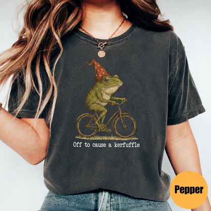 Off To Cause A Kerfuffle Frog Shirt – Funny Cottagecore Frog Graphic Tee