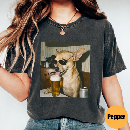 Funny Dog Drinking Beer Shirt – 50+ Dog Breeds Available Meme Graphic Tee