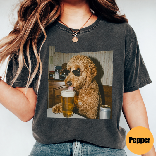 Funny Dog Drinking Beer Shirt – 50+ Dog Breeds Available Meme Graphic Tee