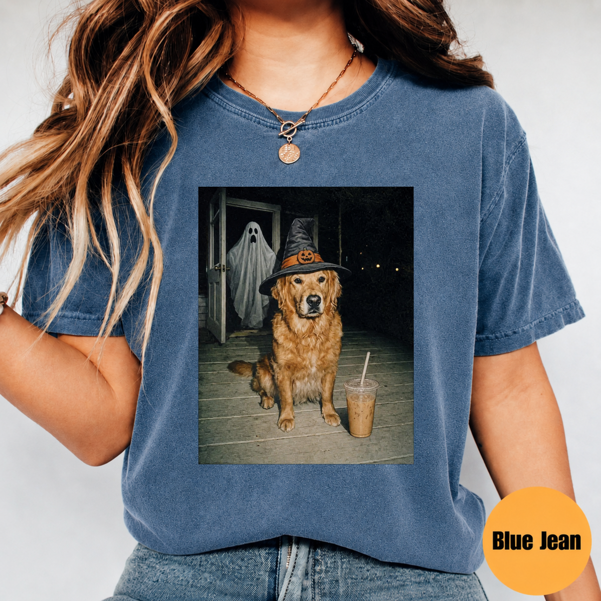 Personalized Halloween Dog Shirt – Golden Retriever Ghost Spooky Season Graphic Tee
