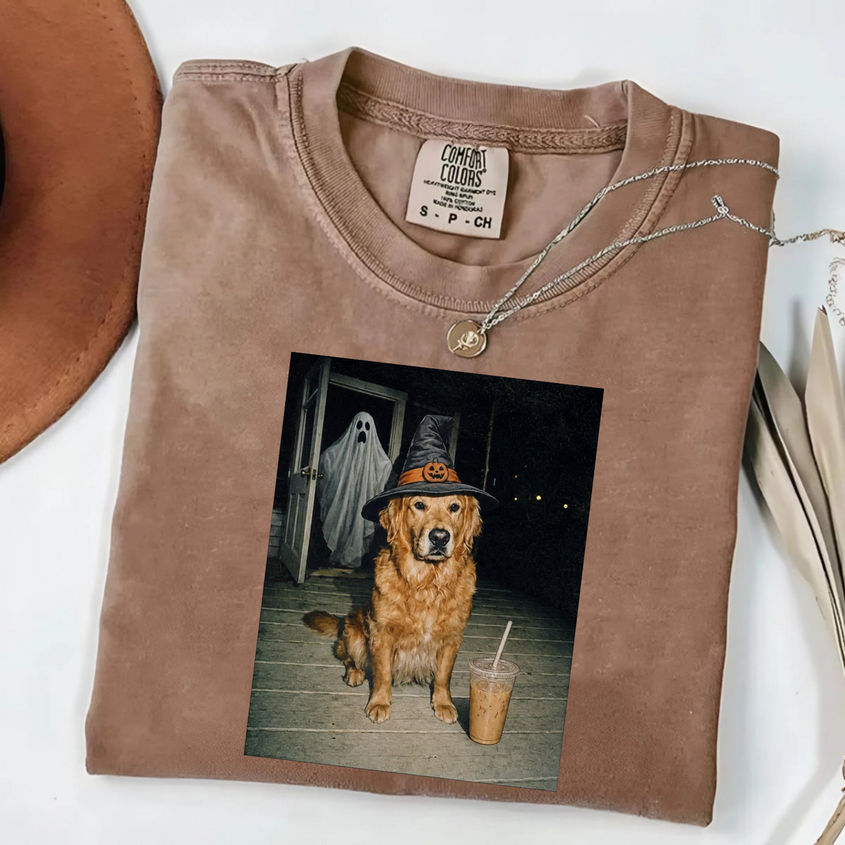 Personalized Halloween Dog Shirt – Golden Retriever Ghost Spooky Season Graphic Tee