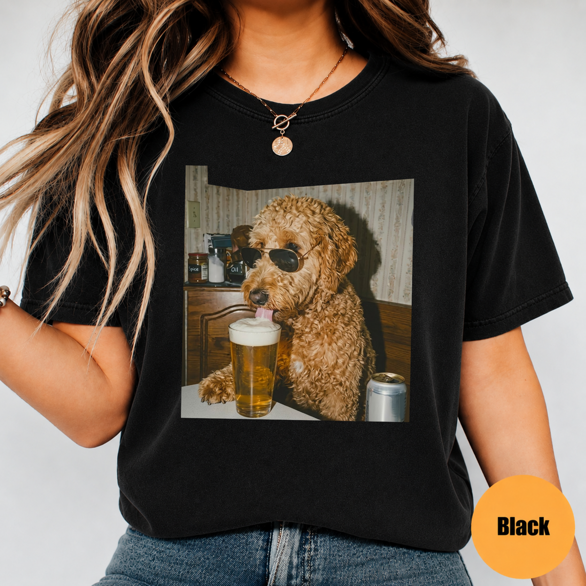 Funny Dog Drinking Beer Shirt – 50+ Dog Breeds Available Meme Graphic Tee