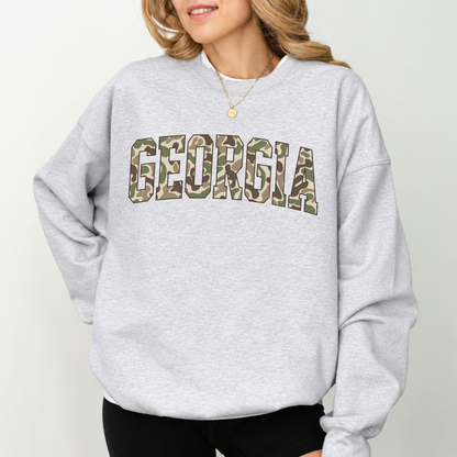 Camo State College Sweatshirt – Duck Camo Varsity Crewneck