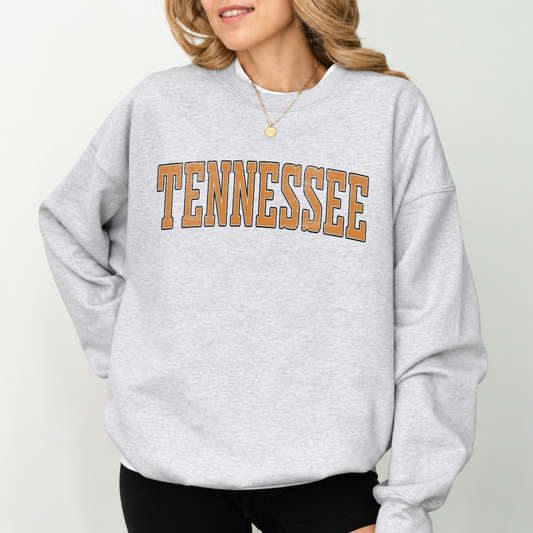 Vintage varsity college sweatshirt with distressed collegiate lettering
