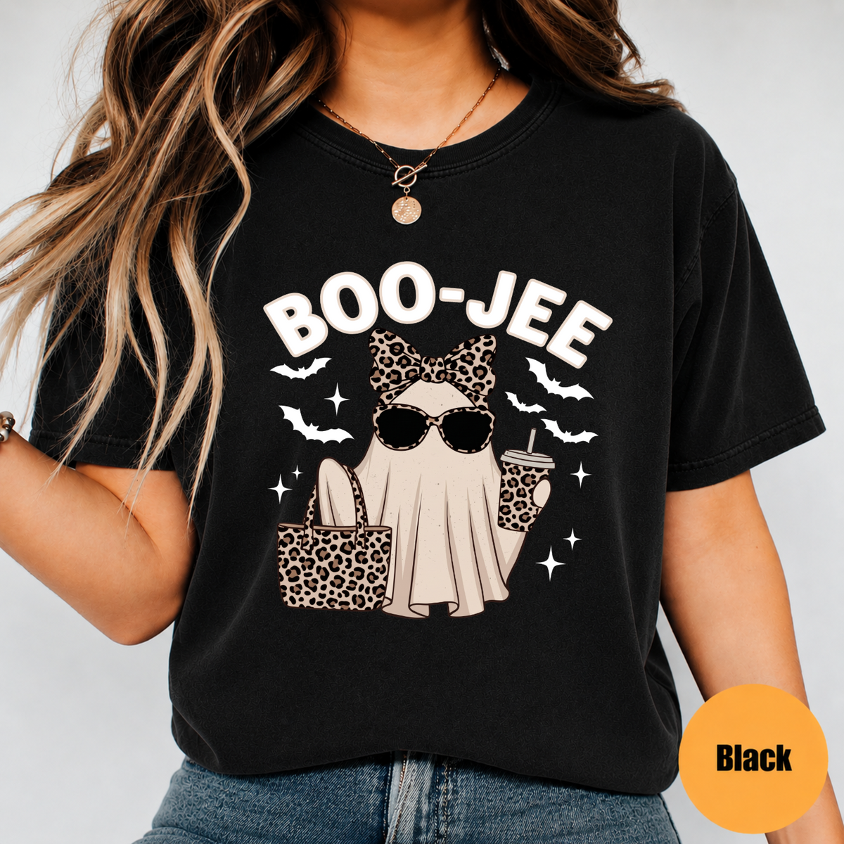 Boo Jee Ghost Shirt – Funny Leopard Halloween Graphic Tee