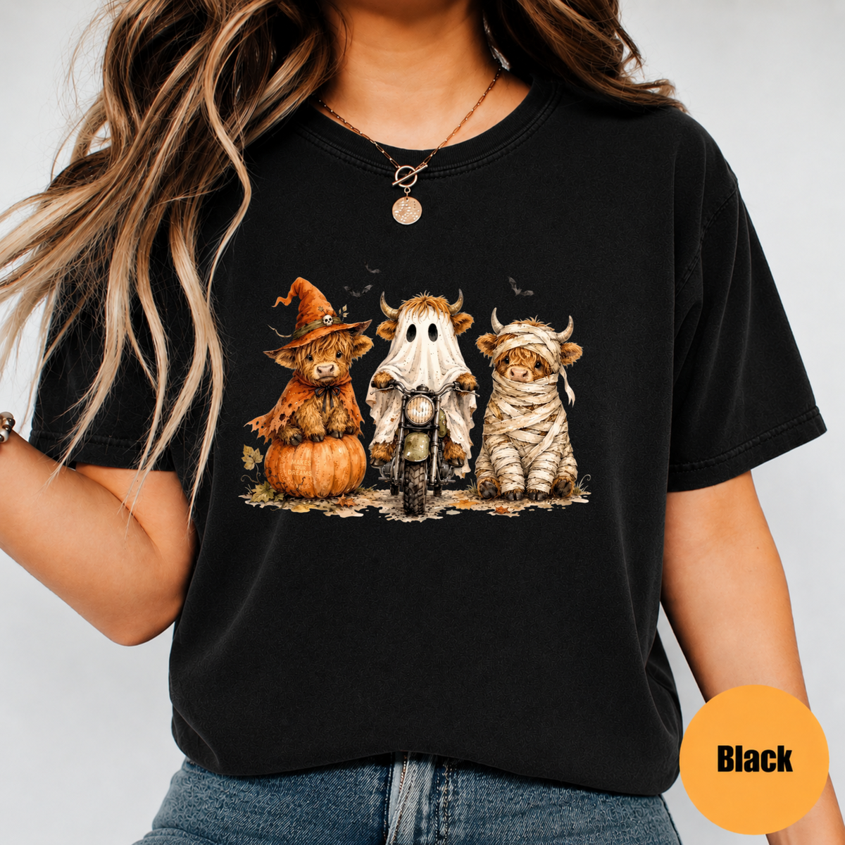 Highland Cow Halloween Shirt – Cute Spooky Cow Graphic Tee