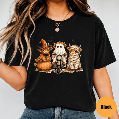 Highland Cow Halloween Shirt – Cute Spooky Cow Graphic Tee