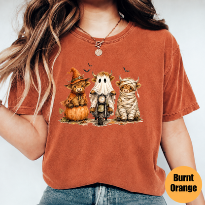 Highland Cow Halloween Shirt – Cute Spooky Cow Graphic Tee