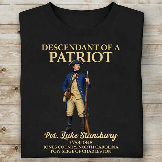 Custom Name Descendant of a Patriot Dark Shirt | Personalized 250 Years USA Sweatshirt | Patriotic Tee 684383