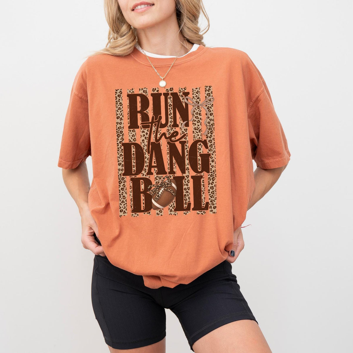 Run The Dang Ball Football Shirt, Leopard Game Day T-Shirt, Football Season Tee