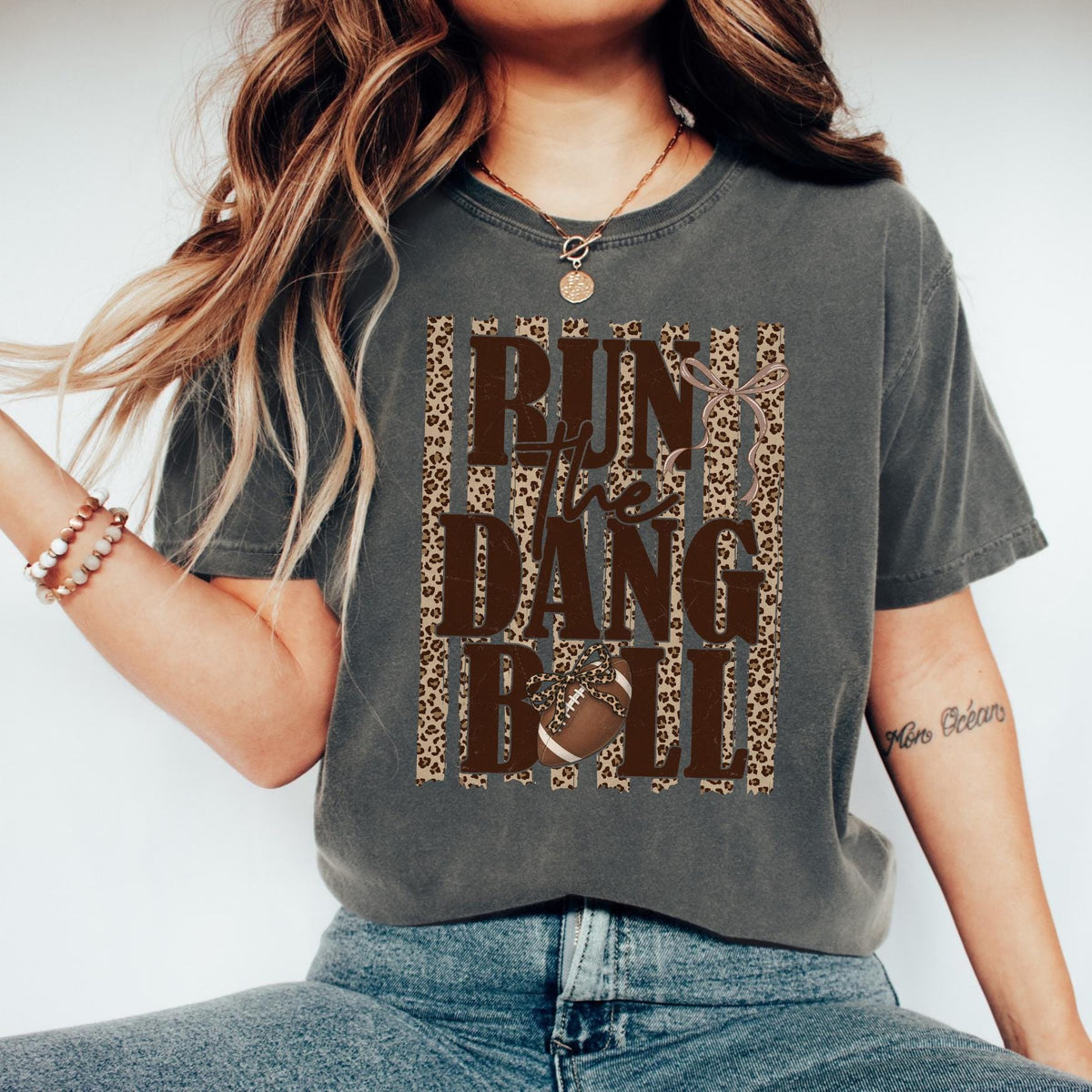 Run The Dang Ball Football Shirt, Leopard Game Day T-Shirt, Football Season Tee