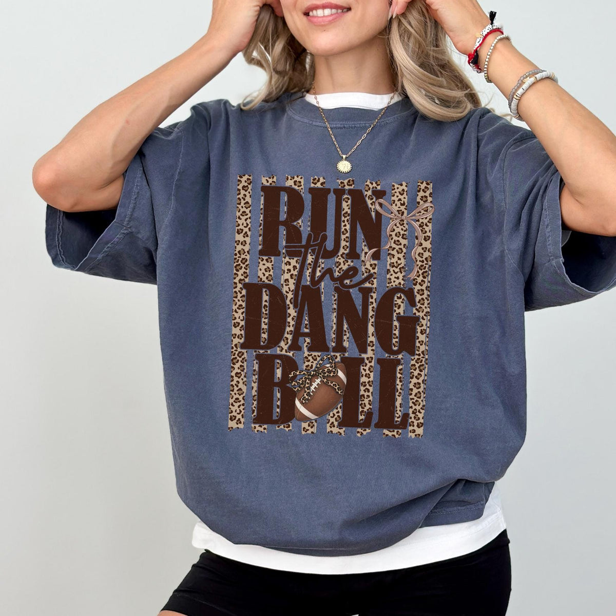 Run The Dang Ball Football Shirt, Leopard Game Day T-Shirt, Football Season Tee