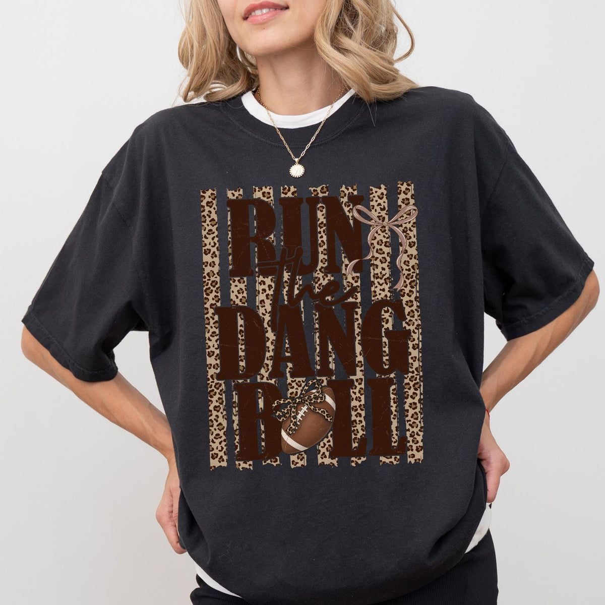 Run The Dang Ball Football Shirt, Leopard Game Day T-Shirt, Football Season Tee