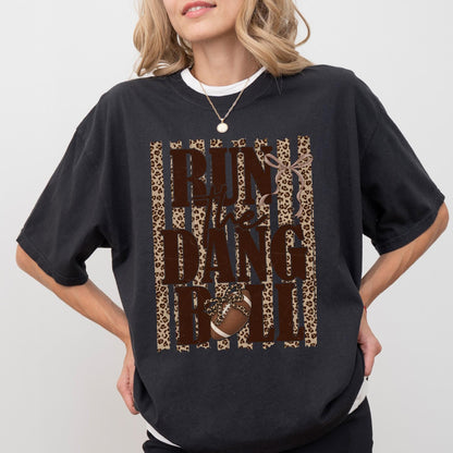 Run The Dang Ball Football Shirt, Leopard Game Day T-Shirt, Football Season Tee