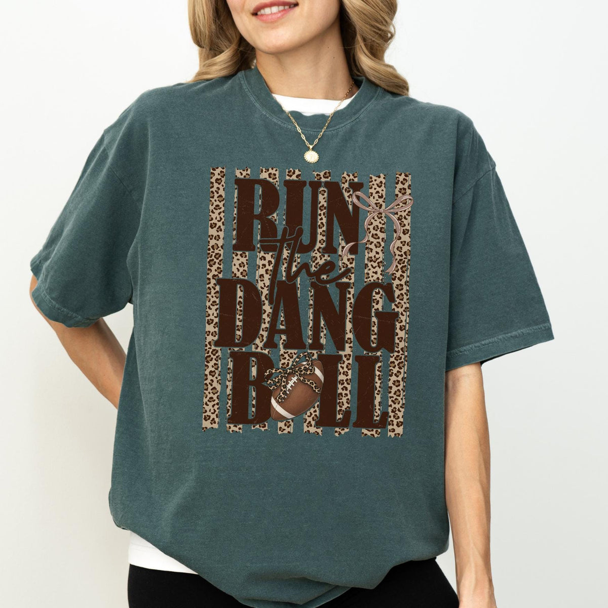 Run The Dang Ball Football Shirt, Leopard Game Day T-Shirt, Football Season Tee