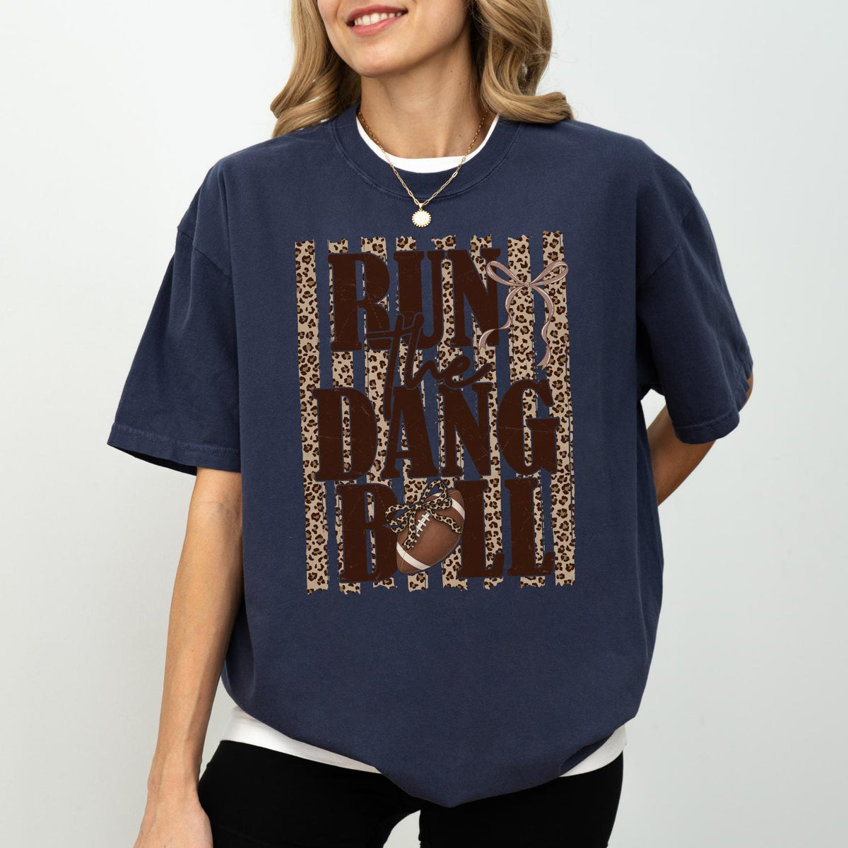 Run The Dang Ball Football Shirt, Leopard Game Day T-Shirt, Football Season Tee