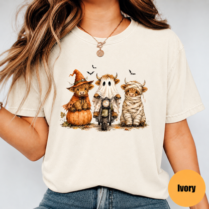 Highland Cow Halloween Shirt – Cute Spooky Cow Graphic Tee