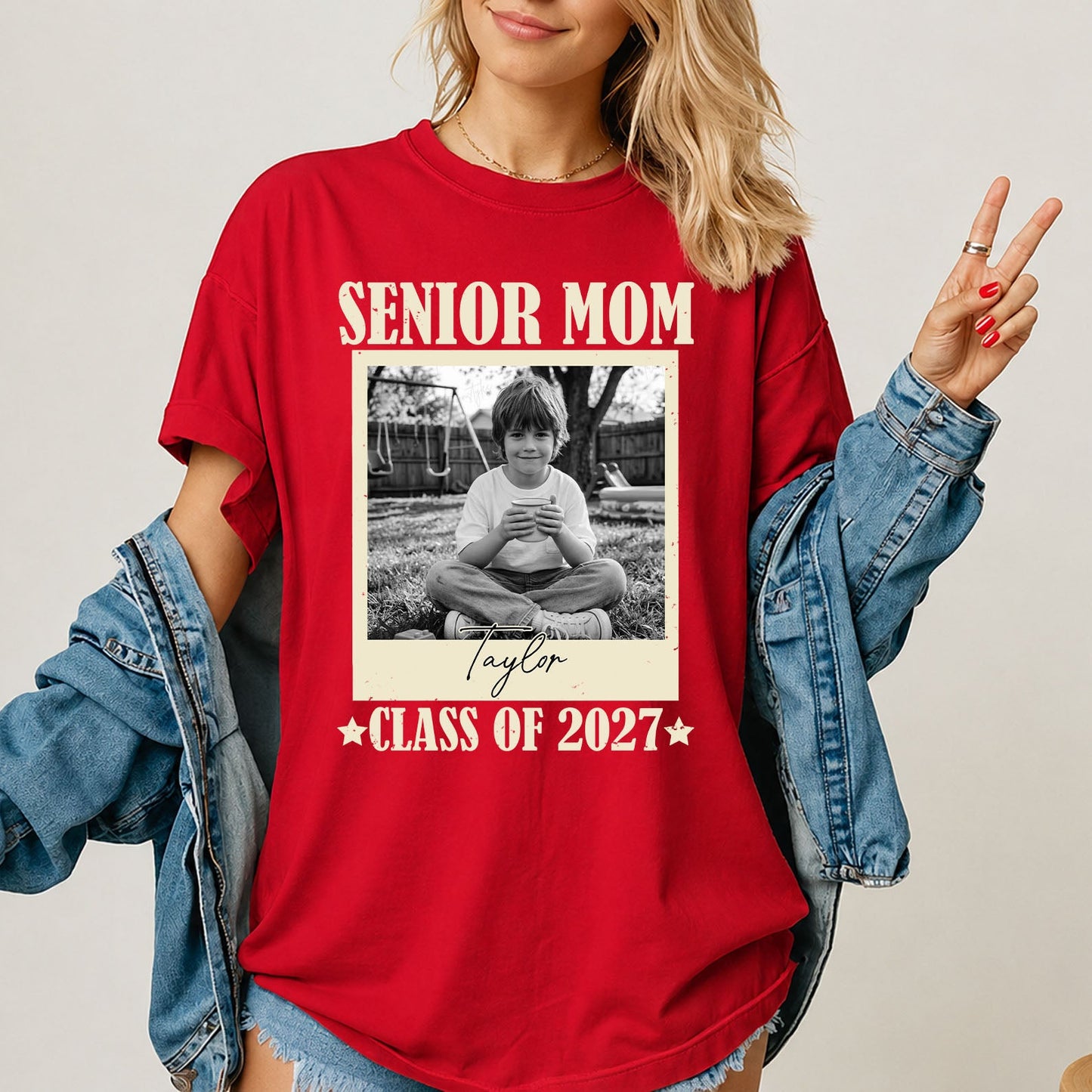 Personalized Senior Mom 2027 Shirt, Custom Photo Class of 2027 T-Shirt, High School Graduation Gift 685374