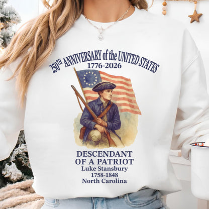 Personalized 250 Years of America Shirt, Custom Name Descendant of a Patriot, Patriotic 1776–2026 Tee 684228