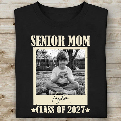 Personalized Senior Mom 2027 Shirt, Custom Photo Class of 2027 T-Shirt, High School Graduation Gift 685374