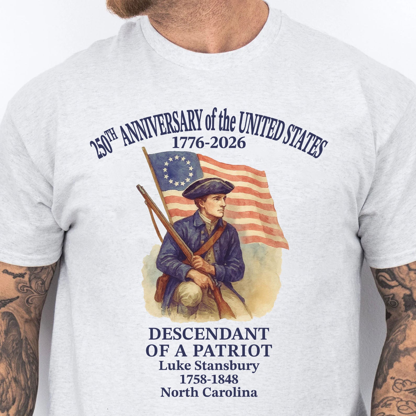Personalized 250 Years of America Shirt, Custom Name Descendant of a Patriot, Patriotic 1776–2026 Tee 684228