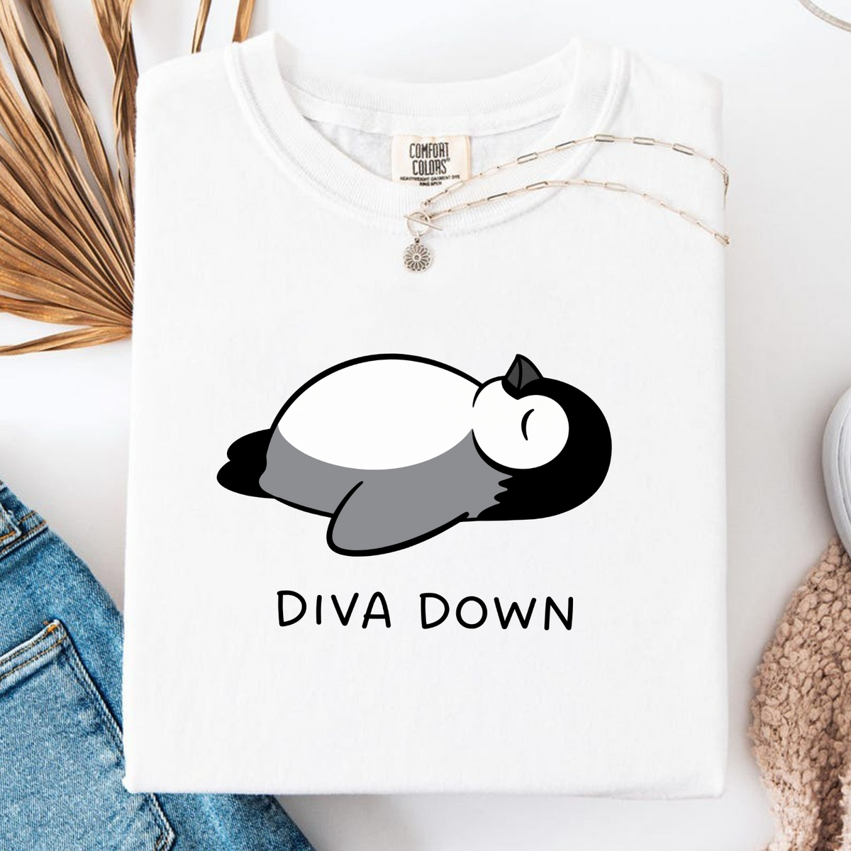 Diva Down Penguin Shirt – Funny Penguin Meme Graphic Tee
