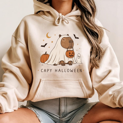 Cute Capybara Halloween ghost pullover hoodie