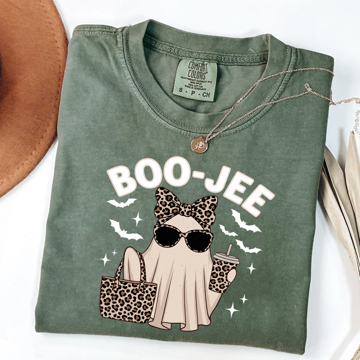 Boo Jee Ghost Shirt – Funny Leopard Halloween Graphic Tee