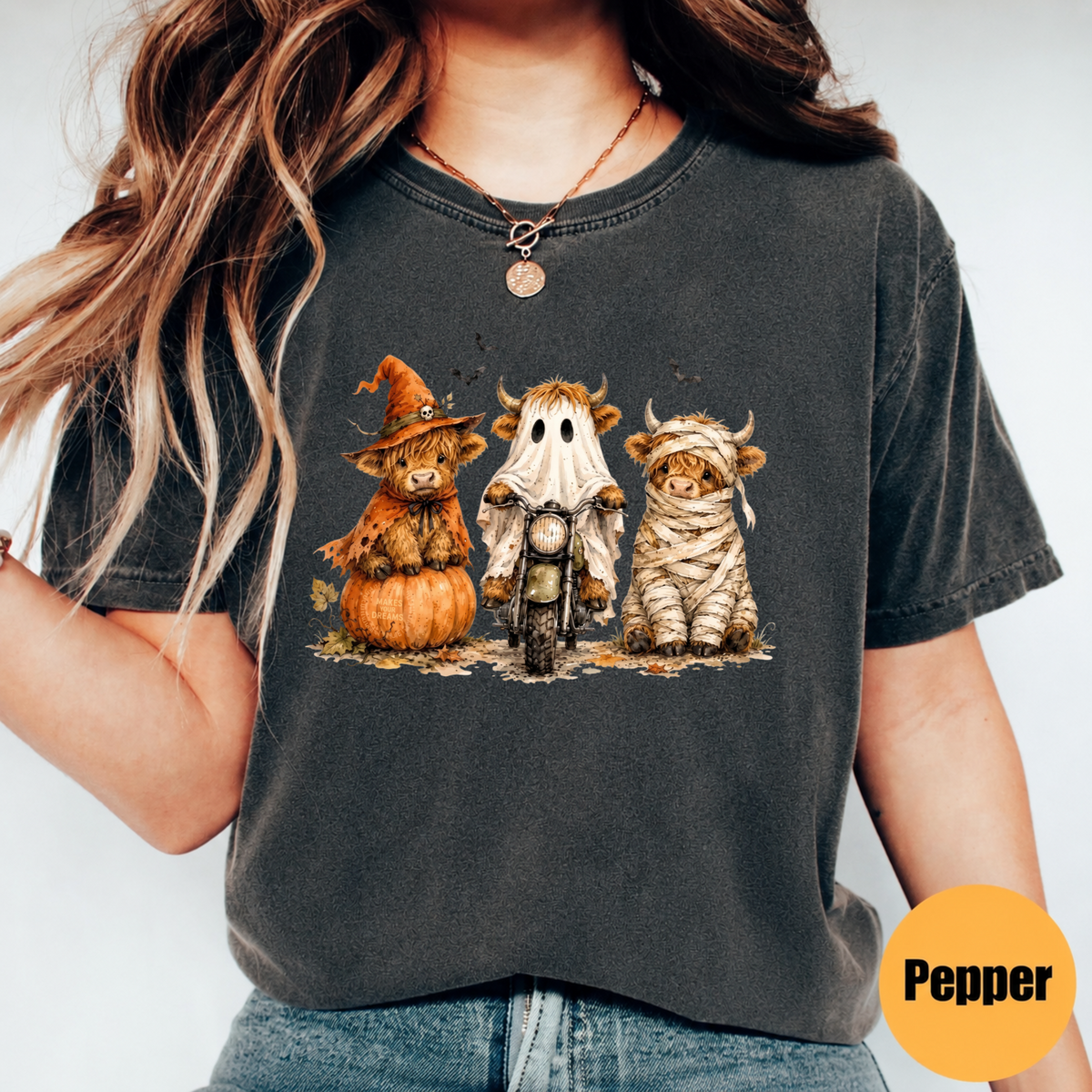 Highland Cow Halloween Shirt – Cute Spooky Cow Graphic Tee