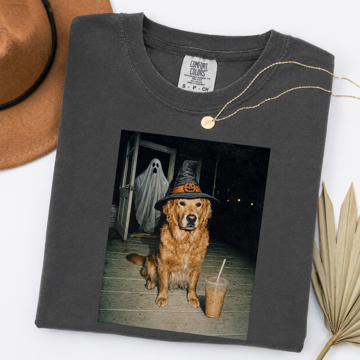 Personalized Halloween Dog Shirt – Golden Retriever Ghost Spooky Season Graphic Tee