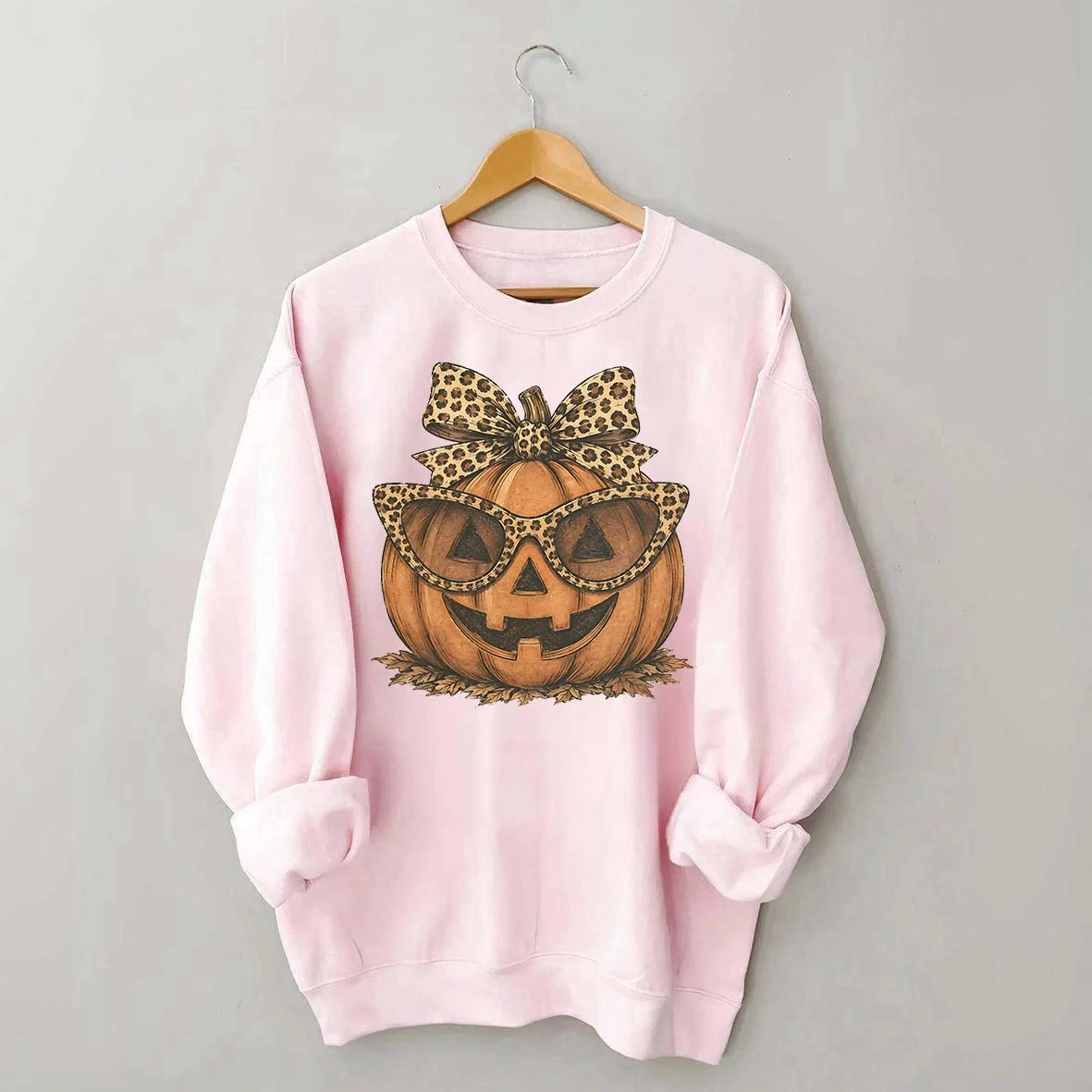 Leopard Pumpkin Halloween Sweatshirt – Jack O Lantern Fall Crewneck