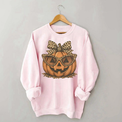 Leopard Pumpkin Halloween Sweatshirt – Jack O Lantern Fall Crewneck
