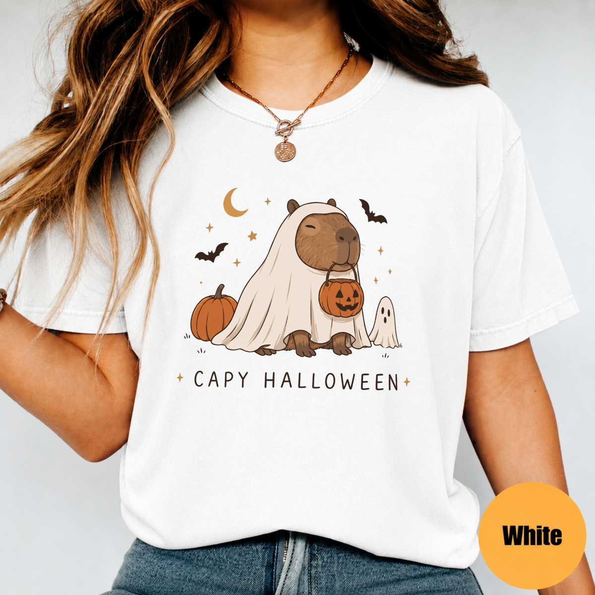 Cute Capybara ghost Halloween graphic T-Shirt