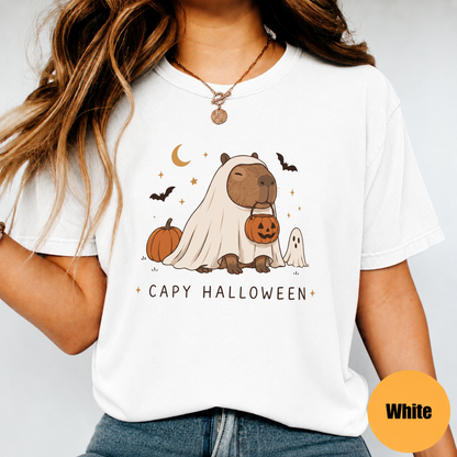 Cute Capybara ghost Halloween graphic T-Shirt