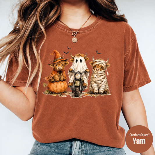 Highland Cow Halloween Shirt – Cute Spooky Cow Graphic Tee